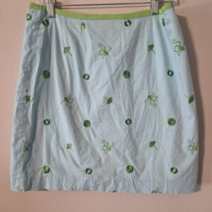 Lilly Pulitzer Sky Blue Mini Skirt with Lime Details